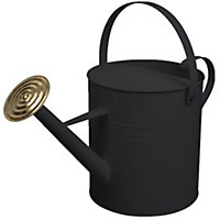simpa 9 Litre / 2 Gallon Black Galvanised Watering Can with Brass Rose.