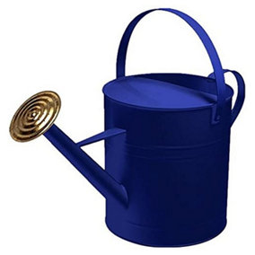 simpa 9 Litre / 2 Gallon Dark Blue Galvanised Watering Can with Brass Rose.