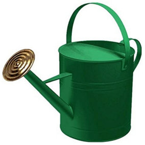 simpa 9 Litre / 2 Gallon Dark Green Galvanised Watering Can with Brass Rose.