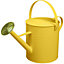simpa 9 Litre / 2 Gallon Yellow Galvanised Watering Can with Brass Rose.