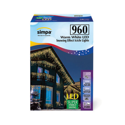 simpa 960 LED Warm White Multi-Action Icicle Lights