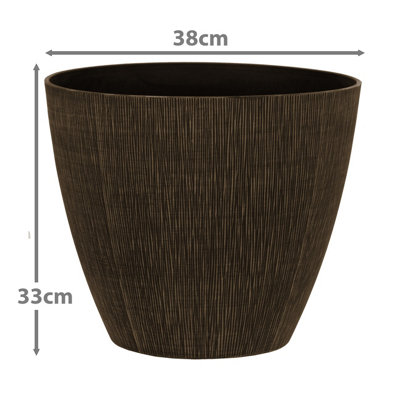 simpa Allure 2PC Brown Textured Plastic Planters 33cm (H) x 38cm (Diameter)