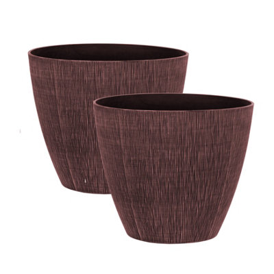 simpa Allure 2PC Dusty Pink Textured Plastic Planters 33cm (H) x 38cm (Diameter)