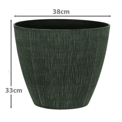 simpa Allure 2PC Green Textured Plastic Planters 33cm (H) x 38cm (Diameter)