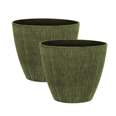 simpa Allure 2PC Yellow Textured Plastic Planters 33cm (H) x 38cm (Diameter)