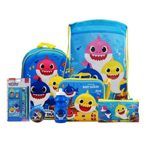 simpa Baby Shark 7PC Back to School Bundle with 3D Insulated Lunch Bag.