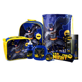 simpa Batman 8PC Back to School Bundle with Insulated Lunch Bag.