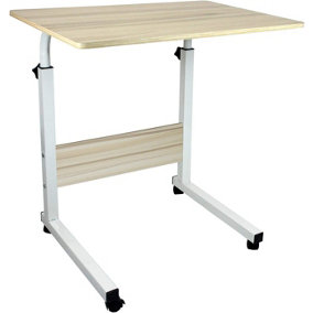 simpa Birch Height Adjustable Mobile Desk Overbed Table