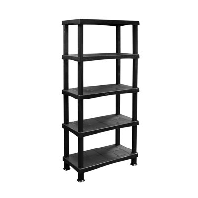 simpa Black 5 Tier XL Plastic Storage Shelving Unit