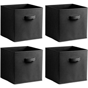 simpa Black Multi Purpose 31cm Cubic Storage Box Collapsible Organiser Storage Cube Basket Bin