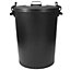 simpa Black Outdoor Bin for Trash and Rubbish 110L