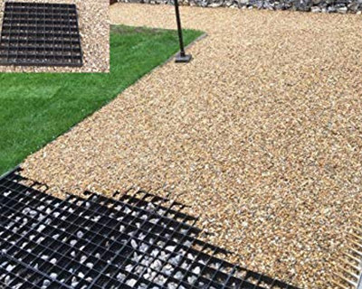 simpa Black Pathway Gravel Grass Stabilisation Grid Tile - Set of 16