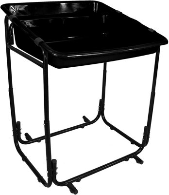 simpa Black Square Gardening Potting Tray with Adjustable 3 Tier Metal Bench Stand.