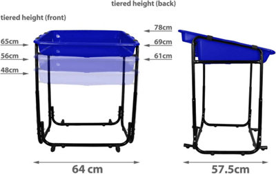 simpa Black Square Gardening Potting Tray with Adjustable 3 Tier Metal Bench Stand. - 5