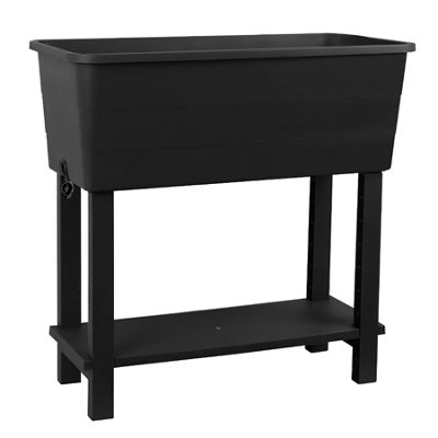 simpa Black XL Double-Tiered Raised Bed Plastic Trough Planter