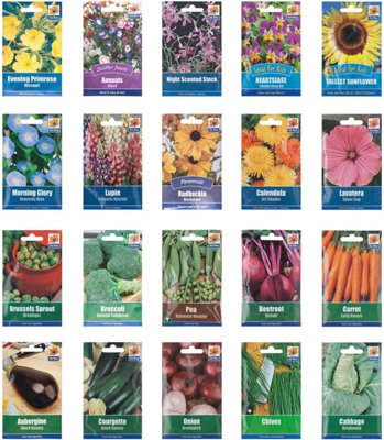 simpa Blue Seed Storage Utility Tin with 10PK Starter Vegetable & Flower Seed Packets.