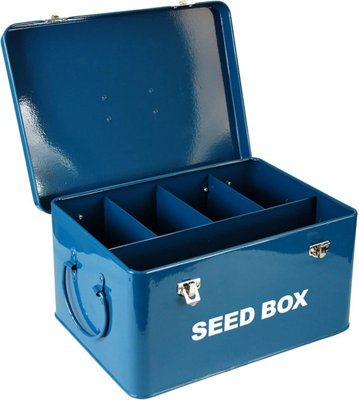 simpa Blue Seed Storage Utility Tin with 10PK Starter Vegetable & Flower Seed Packets. - 4