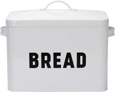 simpa Classic Vintage Inspired Large White Metal Bread Bin.