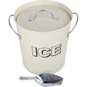simpa Cream Vintage Style Ice Bucket with Scoop 21.5cm (H)