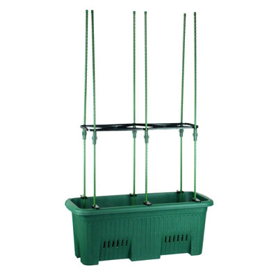 simpa Dark Green Climbing Plants Grow Kit: 70cm Trough Pot & Trellis Stakes