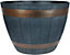 simpa Dark Grey 38cm Rustic Barrel Cask Planters