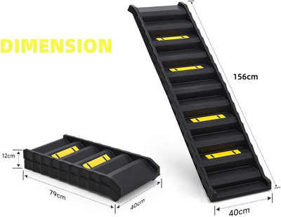 simpa Folding Lightweight Black Plastic Non Slip Portable Dog Pet Ramp