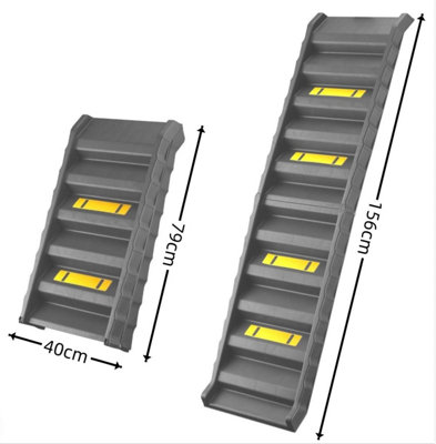 simpa Folding Lightweight Grey Plastic Non-Slip Portable Dog Pet Ramp