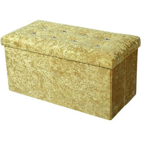 simpa Gold Velour Ottoman Storage with Extra Thick Cushion.