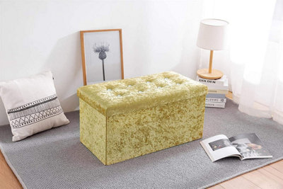 simpa Gold Velour Ottoman Storage with Extra Thick Cushion.