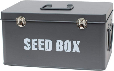 simpa Grey Seed Storage Utility Tin with 10PK Starter Vegetable & Flower Seed Packets. - 3