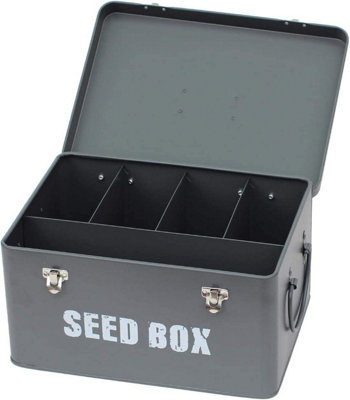 simpa Grey Seed Storage Utility Tin with 10PK Starter Vegetable & Flower Seed Packets. - 4