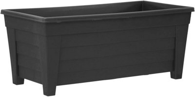 simpa Grosvenor 55cm Black Plastic Trough Garden Planter Pot