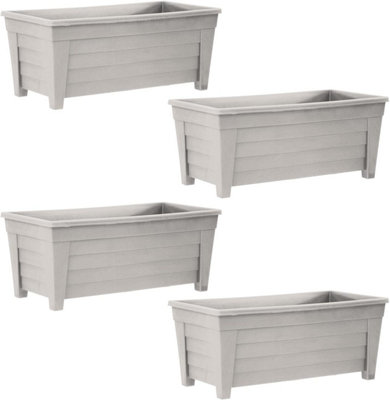 simpa Grosvenor 55cm Taupe Plastic Trough Garden Planter Set of 4 Pots