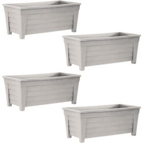 simpa Grosvenor 55cm Taupe Plastic Trough Garden Planter Set of 4 Pots