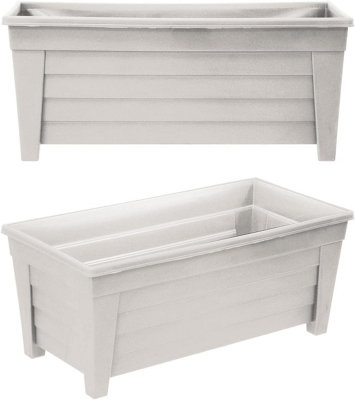 simpa Grosvenor 55cm Taupe Plastic Trough Garden Planter Set of 4 Pots