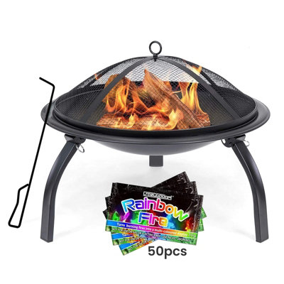 simpa Haute Contemporary Fire Pit Bowl with Rainbow Fire (50pcs)