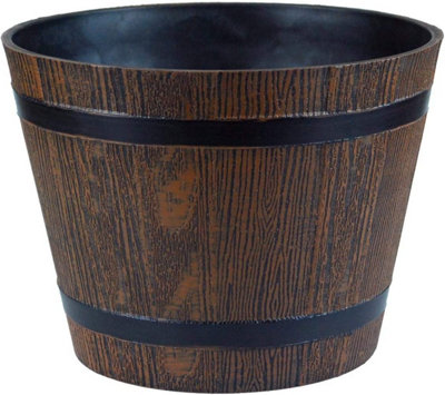 simpa Homestead Small 23cm Brown Half Barrel Cask Planters