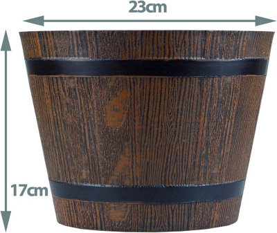 simpa Homestead Small 23cm Brown Half Barrel Cask Planters - 3
