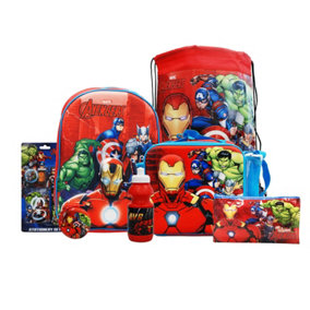 simpa Iron Man 7PC Back to School Bundle with 3D Insulated Lunch Bag.