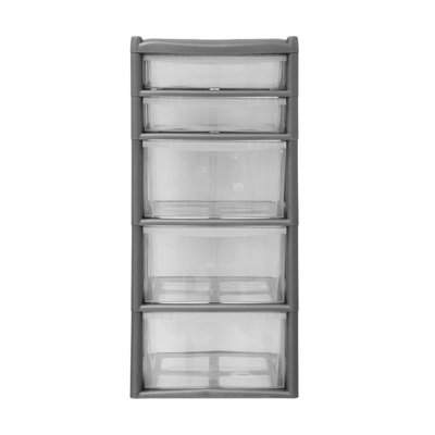 simpa Large 5 Drawer Grey Storage Tower Unit