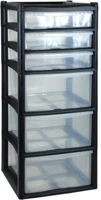 simpa Large 6 Drawer Black Storage Tower Unit