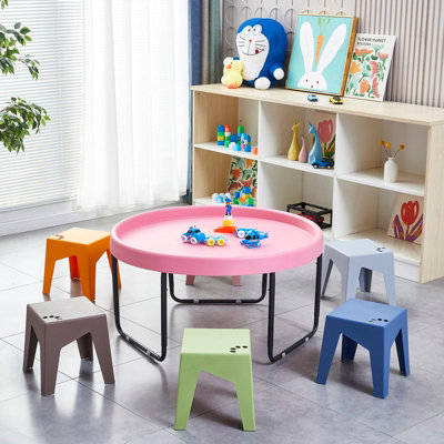 simpa Large ROUND 100cm Mixing Play Tray - PINK with 3 Tier Height Adjustable Stand. - 5