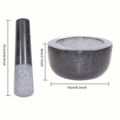 simpa Large Solid Premium Black Granite Stone Mortar & Pestle Set