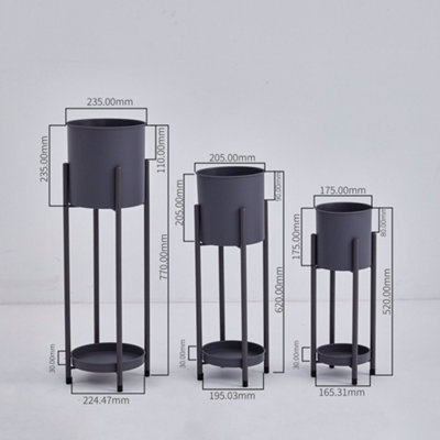 simpa Luxe Black 3PC Plastic Flower Plant Pot Holders & Stands