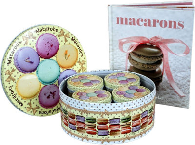 simpa Macarons Baking Set: 5PC Decorative Macaron Cake Tin Set and Macaron Recipe Book