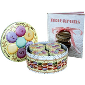 simpa Macarons Baking Set: 5PC Decorative Macaron Cake Tin Set and Macaron Recipe Book