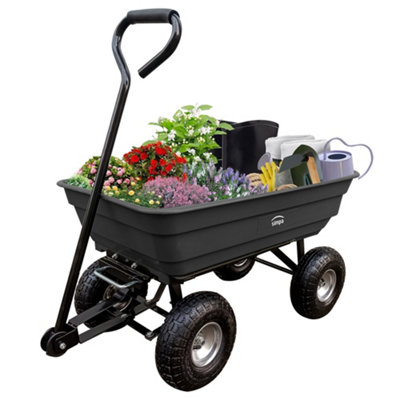 simpa Multi-Purpose Black All Terrain Tipping Barrow Cart with Pneumatic Tyres