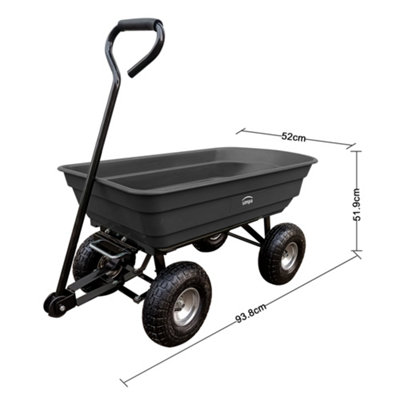 simpa Multi-Purpose Black All Terrain Tipping Barrow Cart with Pneumatic Tyres - 3