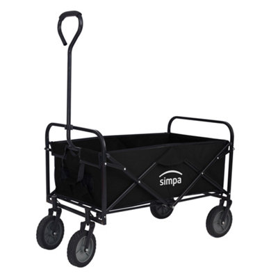 simpa Multi-Purpose Black Large Capacity Collapsible Folding Trolley Utility Cart