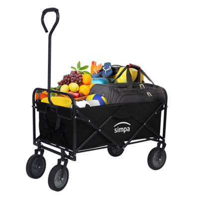 simpa Multi-Purpose Black Large Capacity Collapsible Folding Trolley Utility Cart